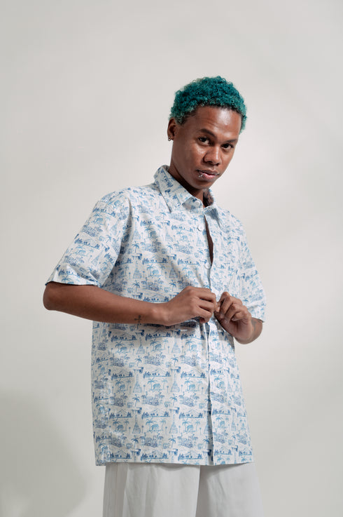 EMGEE by Get Spotted: Beni Buttondown in Toile de Pinoy Fabric